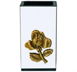 STAINLESS STEEL VASE WITH ROSE IN BRONZE